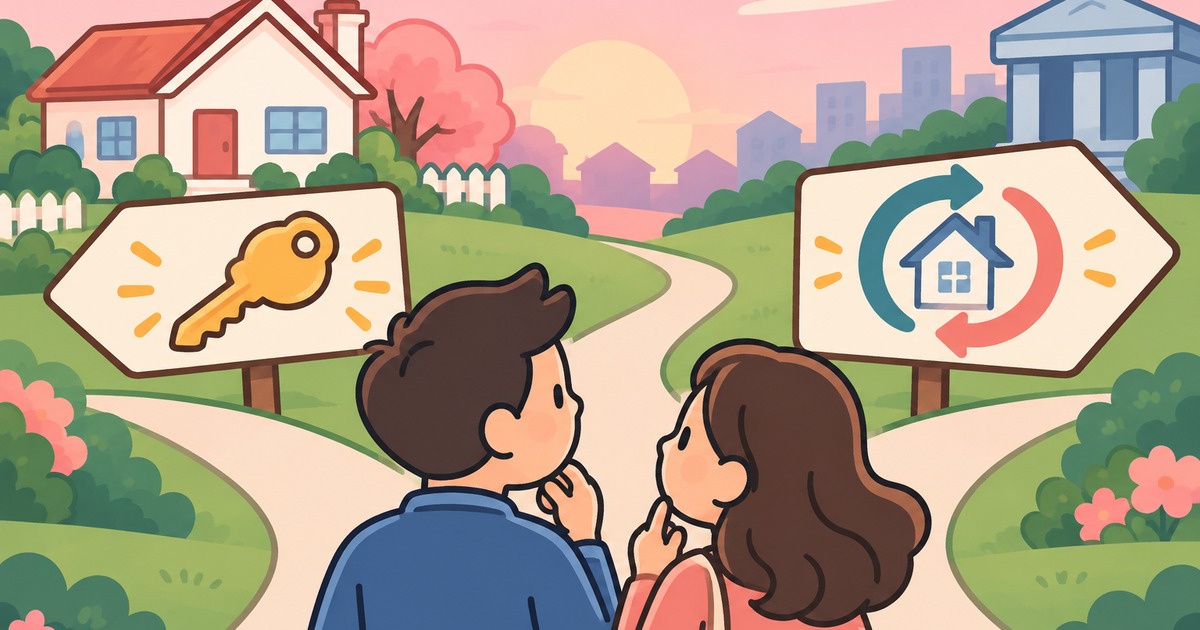 미국 모기지 금리 변동, 매수와 재융자의 답이 다른 이유 주제의 귀여운 2D 일러스트 썸네일