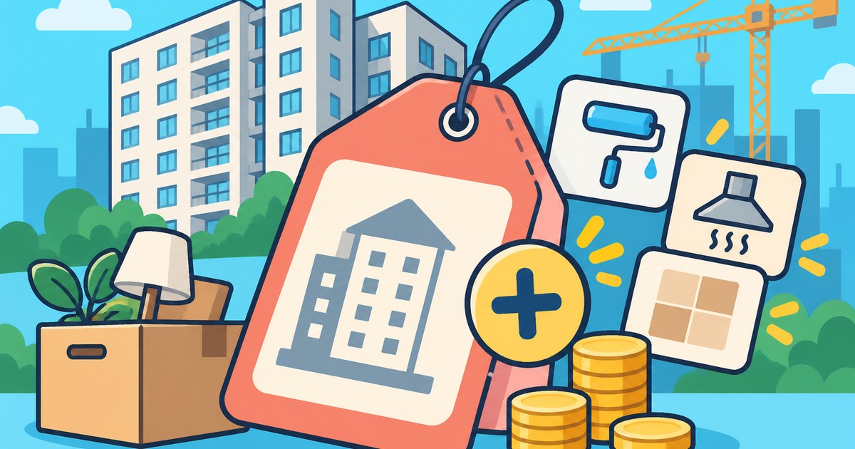 동탄2 C-27 공공분양, 분양가 밖에서 더해지는 비용 주제의 귀여운 2D 일러스트 썸네일